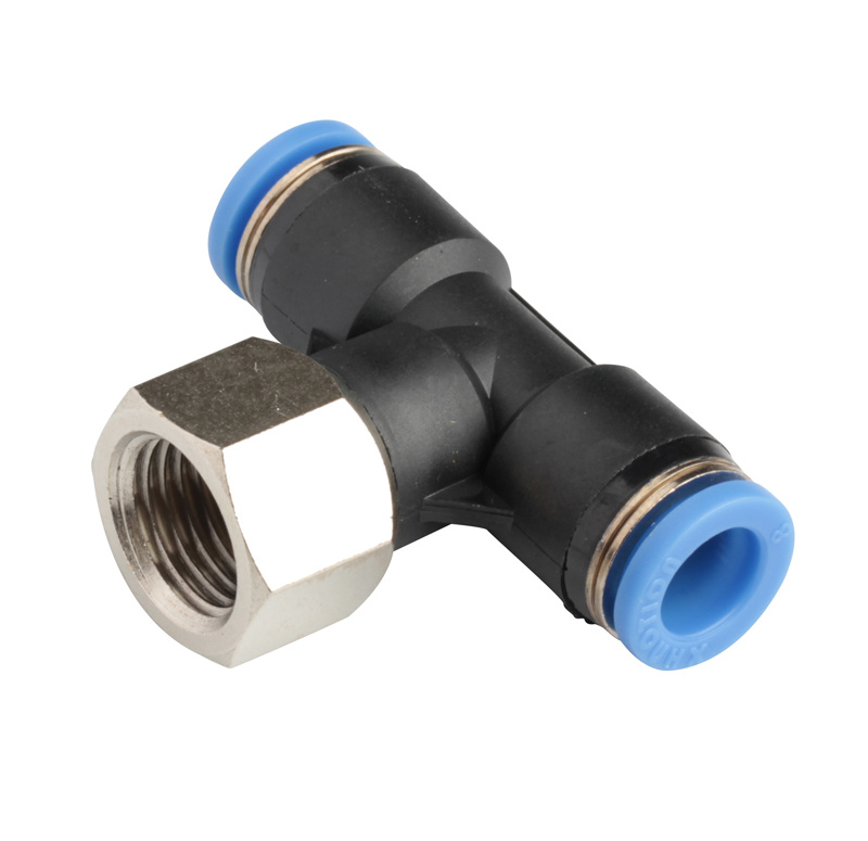 Xhnotion - Pneumatic Air Hose Fitting Push to Connector 1/4′′ Thread Female Tee Push in Fitting